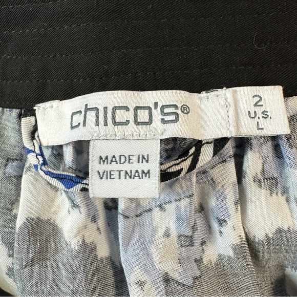 Chico’s blue white black ikat print contemporary artsy dress Size L - Picture 11 of 12